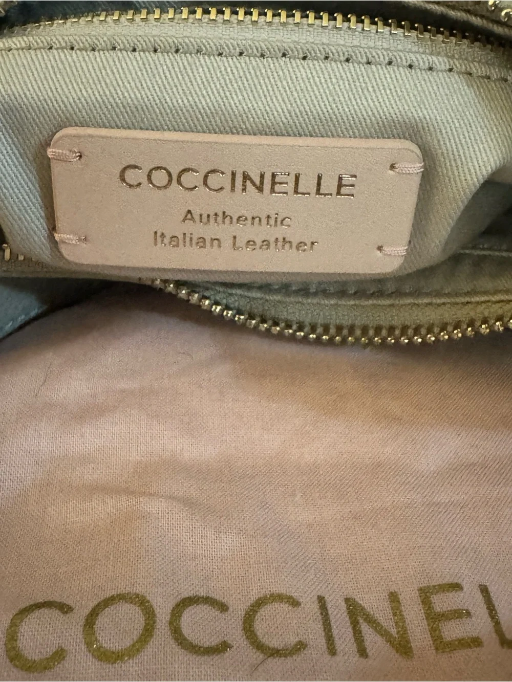 Coccinelle  Italian  Leather Crescent Shoulder Bag in Light Gray